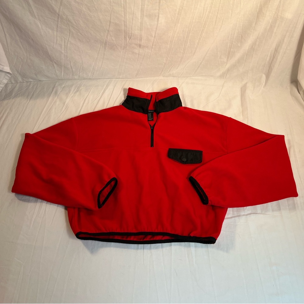 Forever 21 Cropped Fleece Womens Medium Red